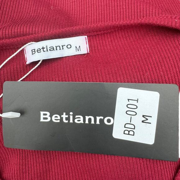 Betianro Ribbed Tie Waist Mini Dress, Size M, Bodycon Ruched T-Shirt Dress NWT - Picture 7 of 7